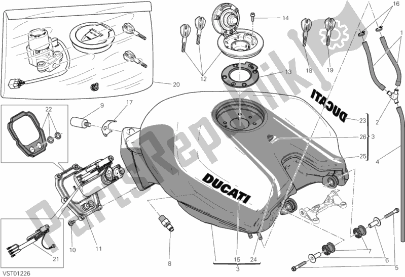 Todas as partes de Tanque do Ducati Superbike 1199 Panigale R 2014